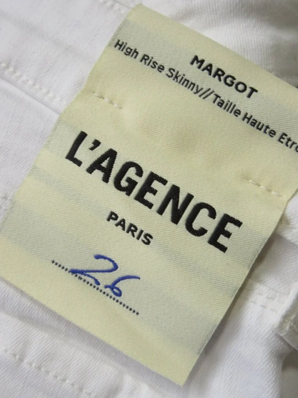 NWT L'Agence Margot in Blanc High-Rise Skinny Crystal Racing Stripe Jeans 26